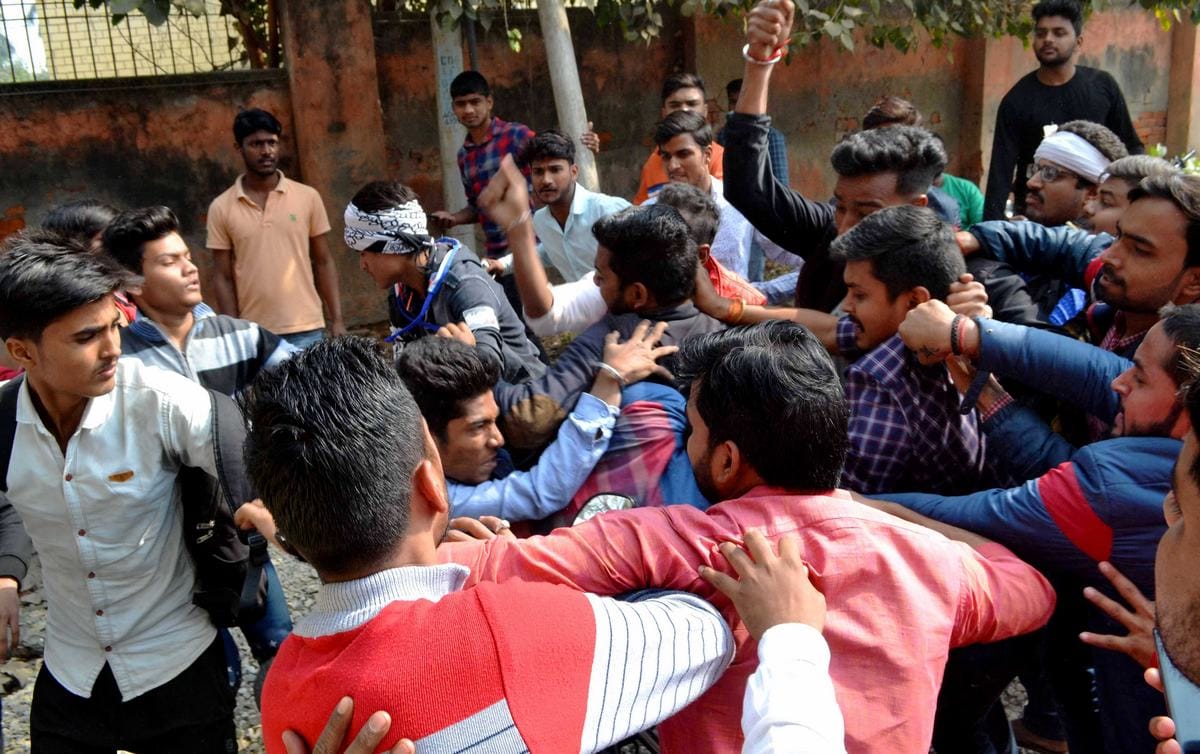 fight in sampurnanand sanskrit university student election nomination