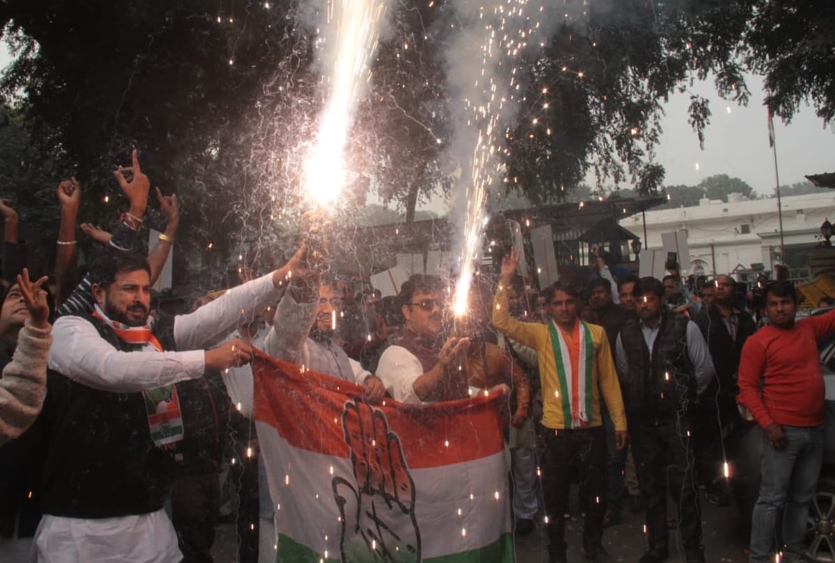 Assembly Elections results 2018 photos of congress celebration at delhi headquarters