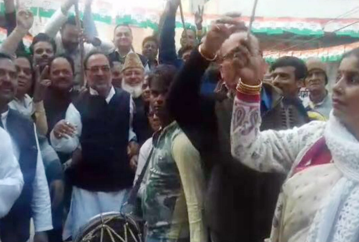 rajasthan, madhyapradesh assembly elections results congress workers celebration in agra