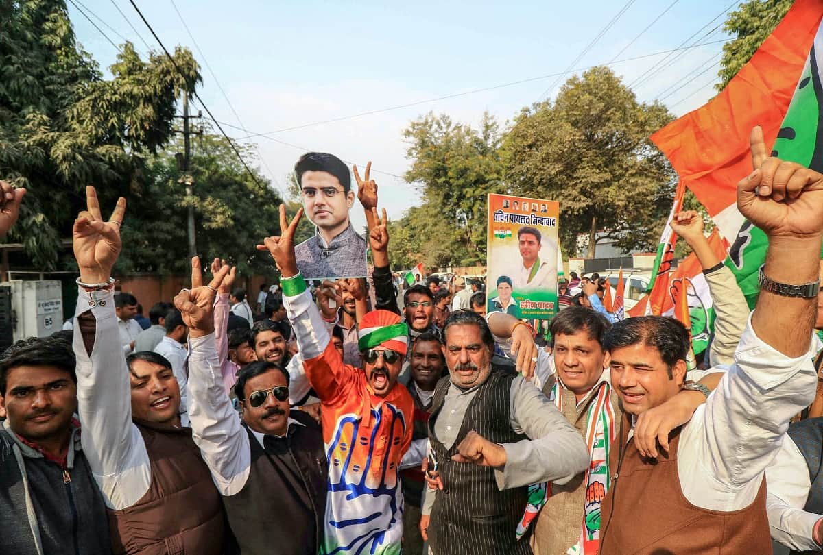 Congress supporter are celebrating after vidhan sabha result 2018