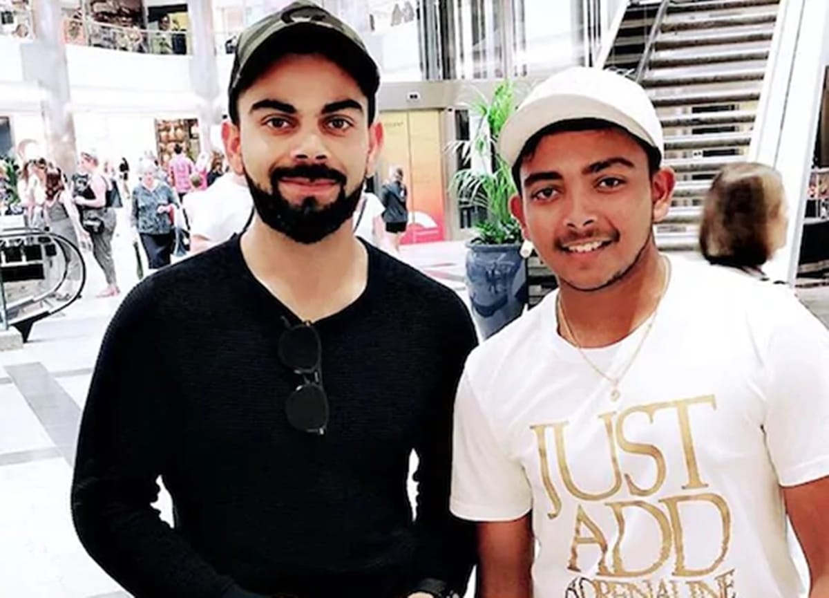 prithvi shaw celebrates indias victory with virat kohli and anushka sharma