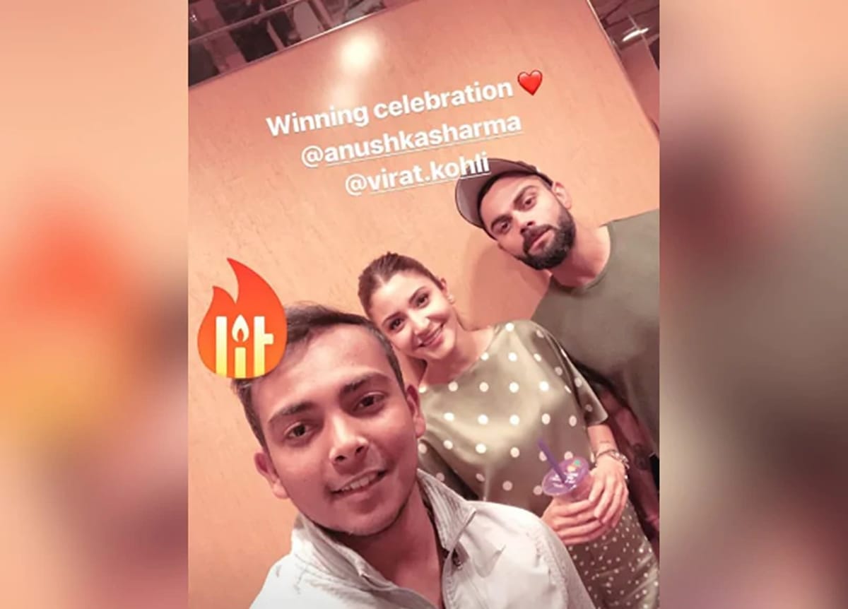 prithvi shaw celebrates indias victory with virat kohli and anushka sharma