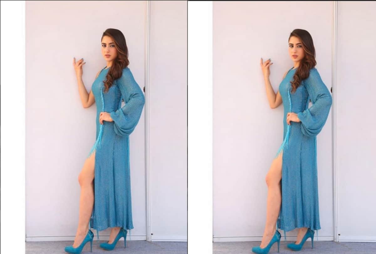 sara ali khan light blue high slit dress is perfect for a date night