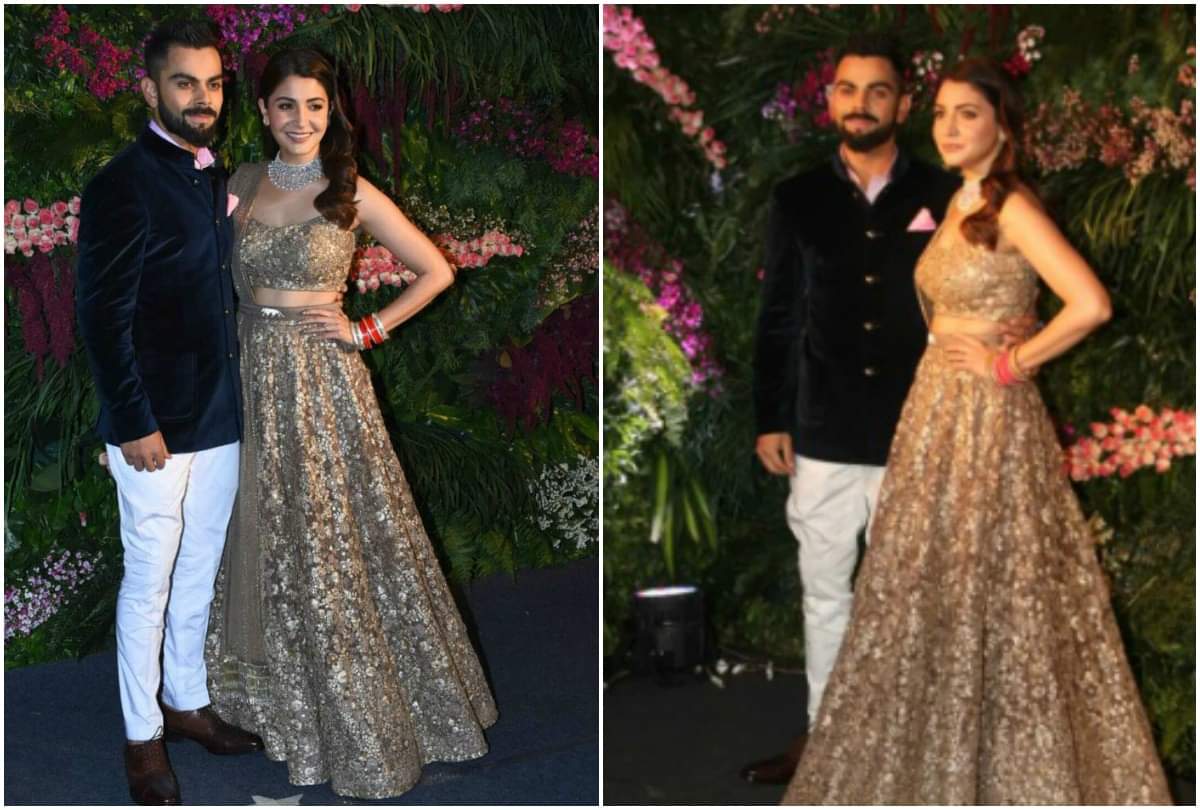 kajal aggarwal isha ambani anushka sharma wearing golden outfit in her wedding reception
