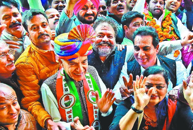 Congress workers also celebrated the victory in Chandigarh