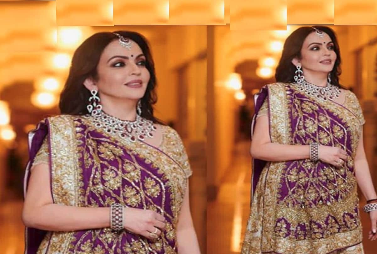 Isha Ambani and Anand Piramal wedding Nita Ambani donned Purple Lehanga for wedding