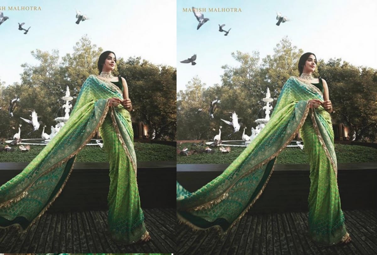 Janhvi Kapoor in this green saree will remind you of her mom