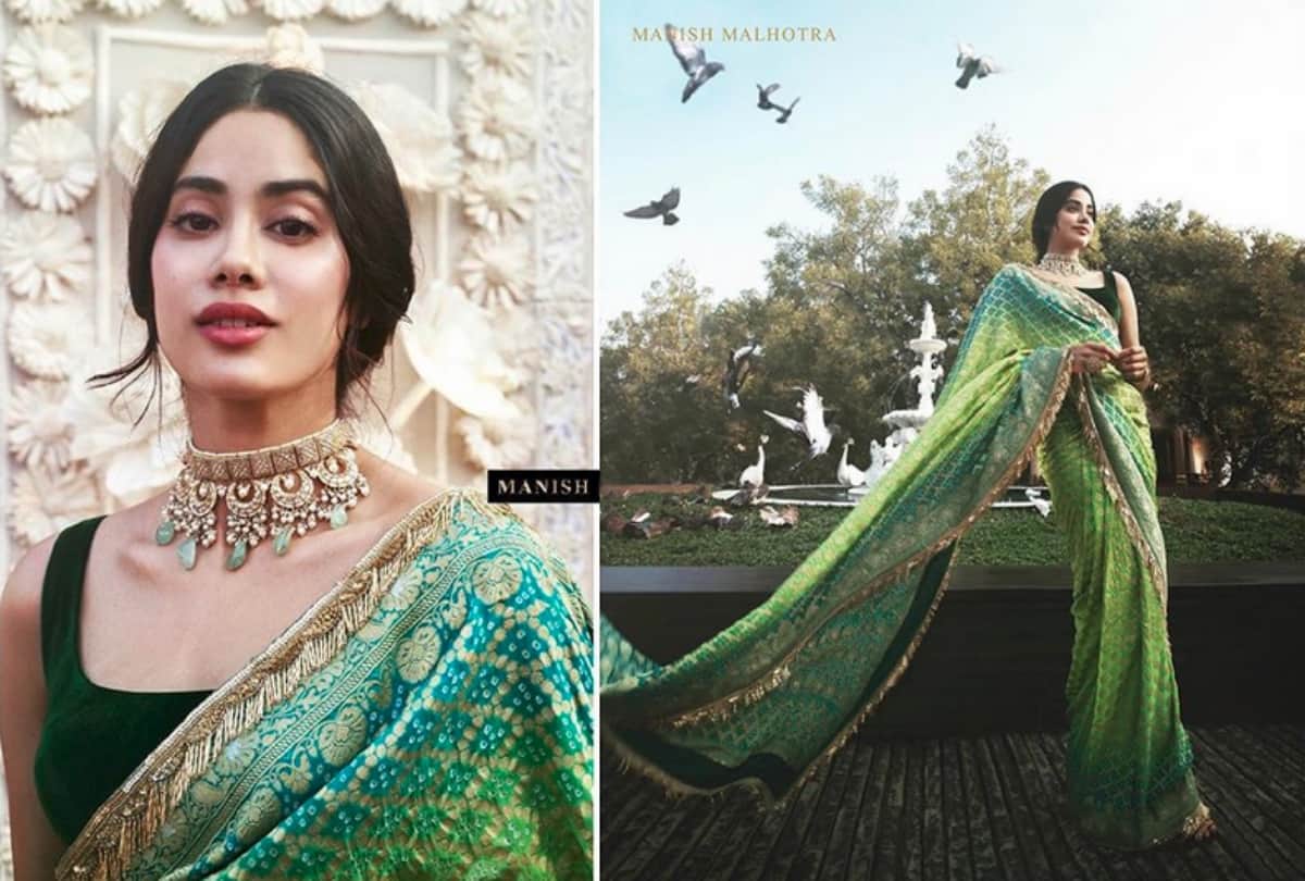 Janhvi Kapoor in this green saree will remind you of her mom