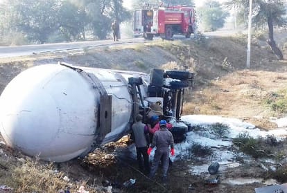 Gas tanker inverse in Barnala of Haryana