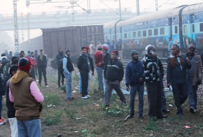 goods train derail near shikohabad railway station in firozabad
