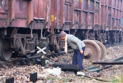 goods train derail near shikohabad railway station in firozabad