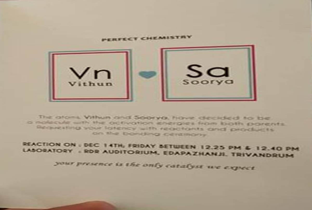 shashi tharoor reacts on viral wedding card of chemistry teacher wins internet