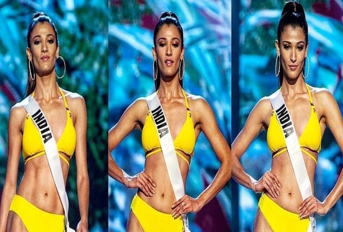 miss universe 2018 nehal chudasama sets the ramp in fire in bikini round