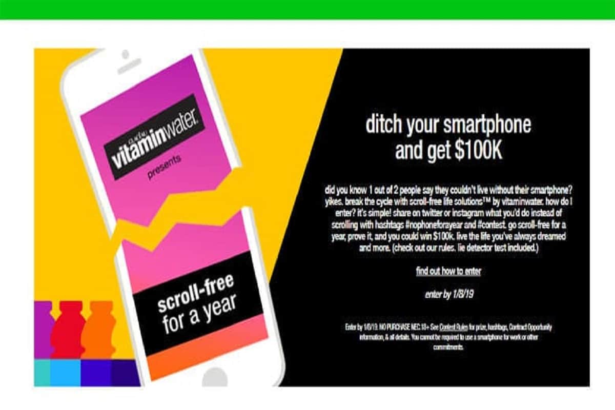 Vitaminwater is offering 71 lakh if you stop using smartphones for a year