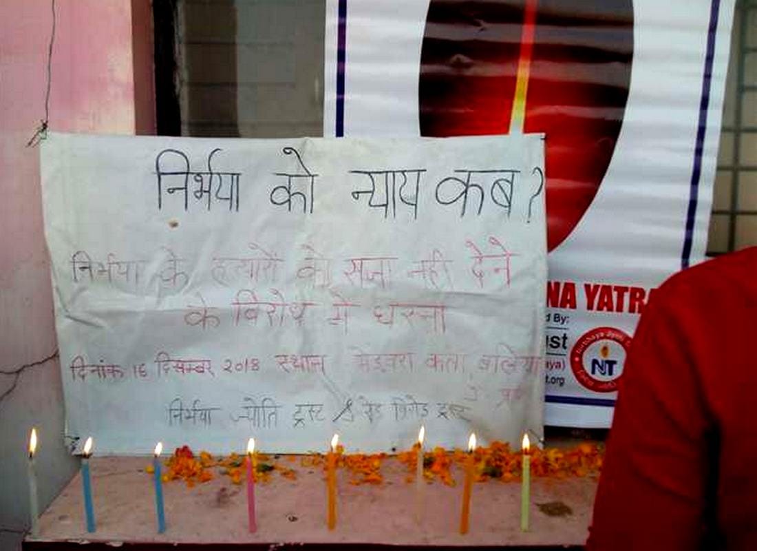 villagers form native village of nirbhaya protest for justice