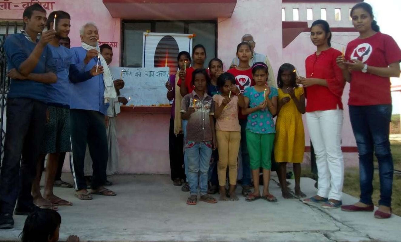 villagers form native village of nirbhaya protest for justice