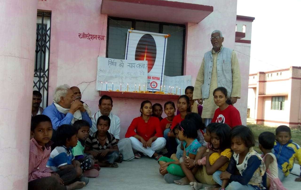 villagers form native village of nirbhaya protest for justice