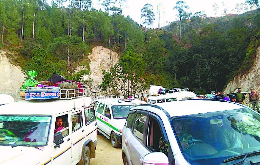 traffic jam in all weather road