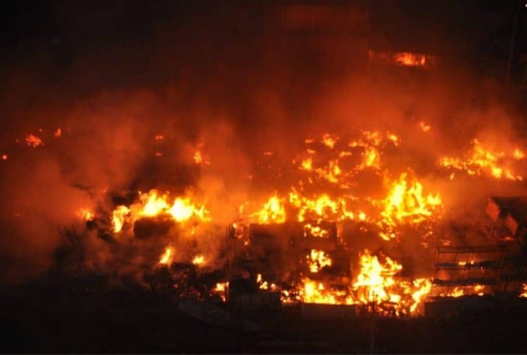 Fire in Vegetable Market Under Zirakpur Flyover on Chandigarh Ambala Highway