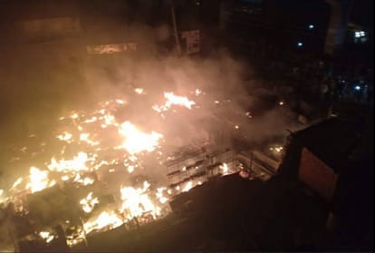 Fire in Vegetable Market Under Zirakpur Flyover on Chandigarh Ambala Highway
