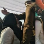 शहजादी को रोकता पुलिसकर्मी