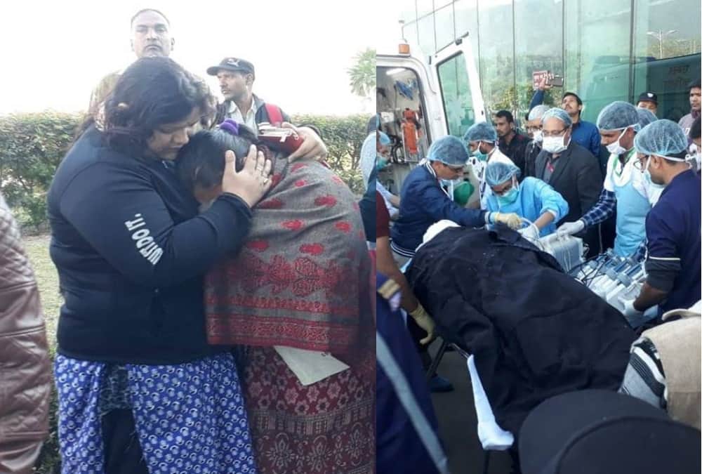 Burnt girl student refer to safdarjung hospital Delhi mother crying to see daughter