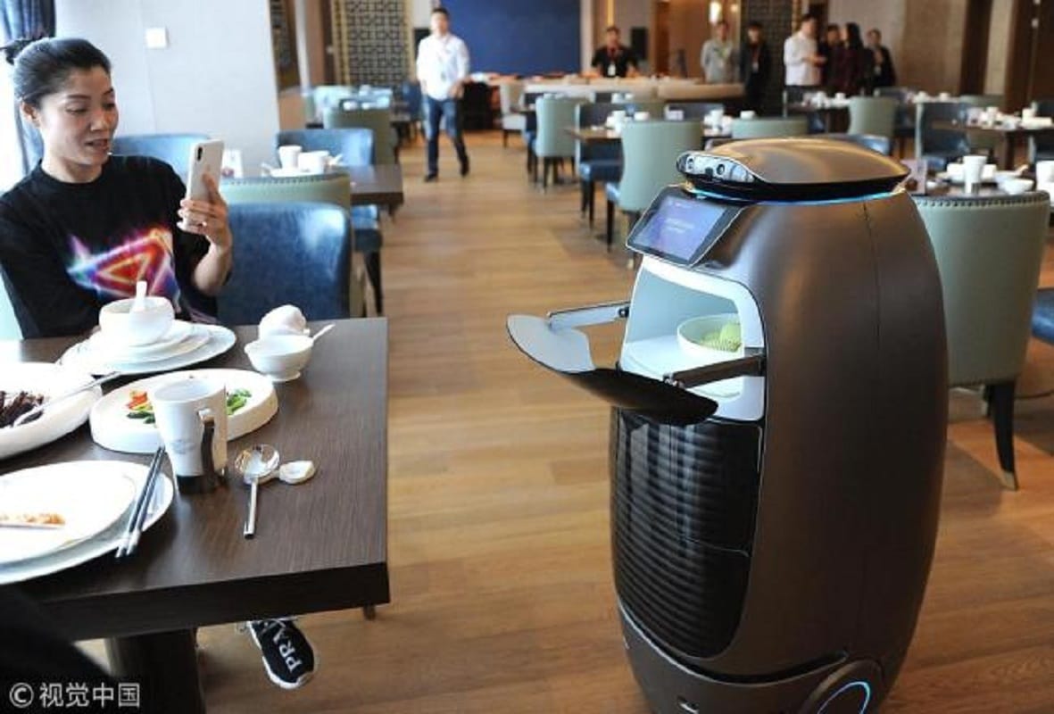 e-commerce giant alibaba group opens future hotel in hangzhou city equipped with AI and robots