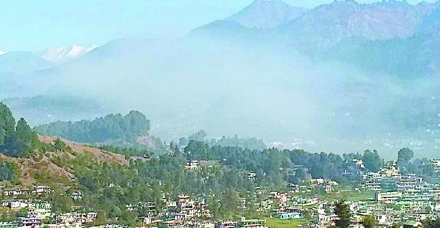 The smoke of fire reaching Nainesaini
