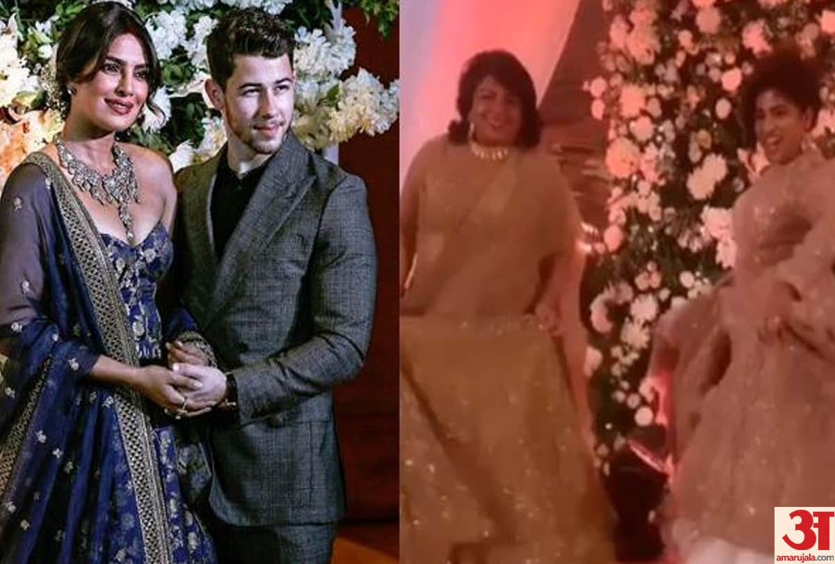 Priyanka's mother, Madhu Chopra at the Mumbai reception ,got a lot of fun,