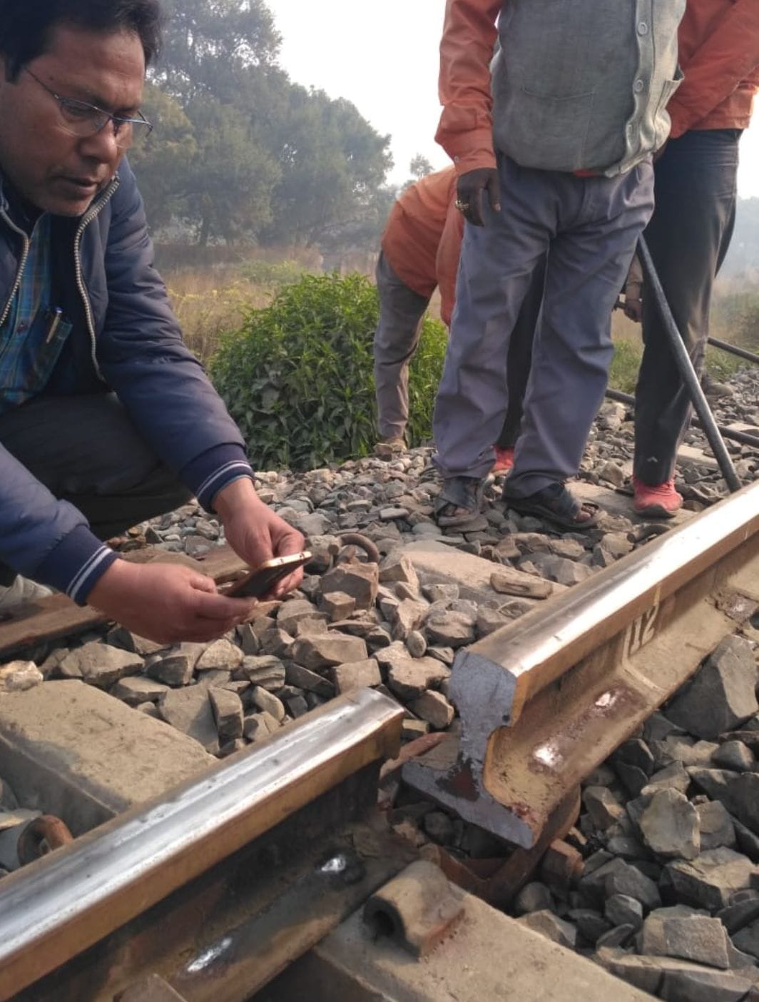 Five trains passing through broken tracks