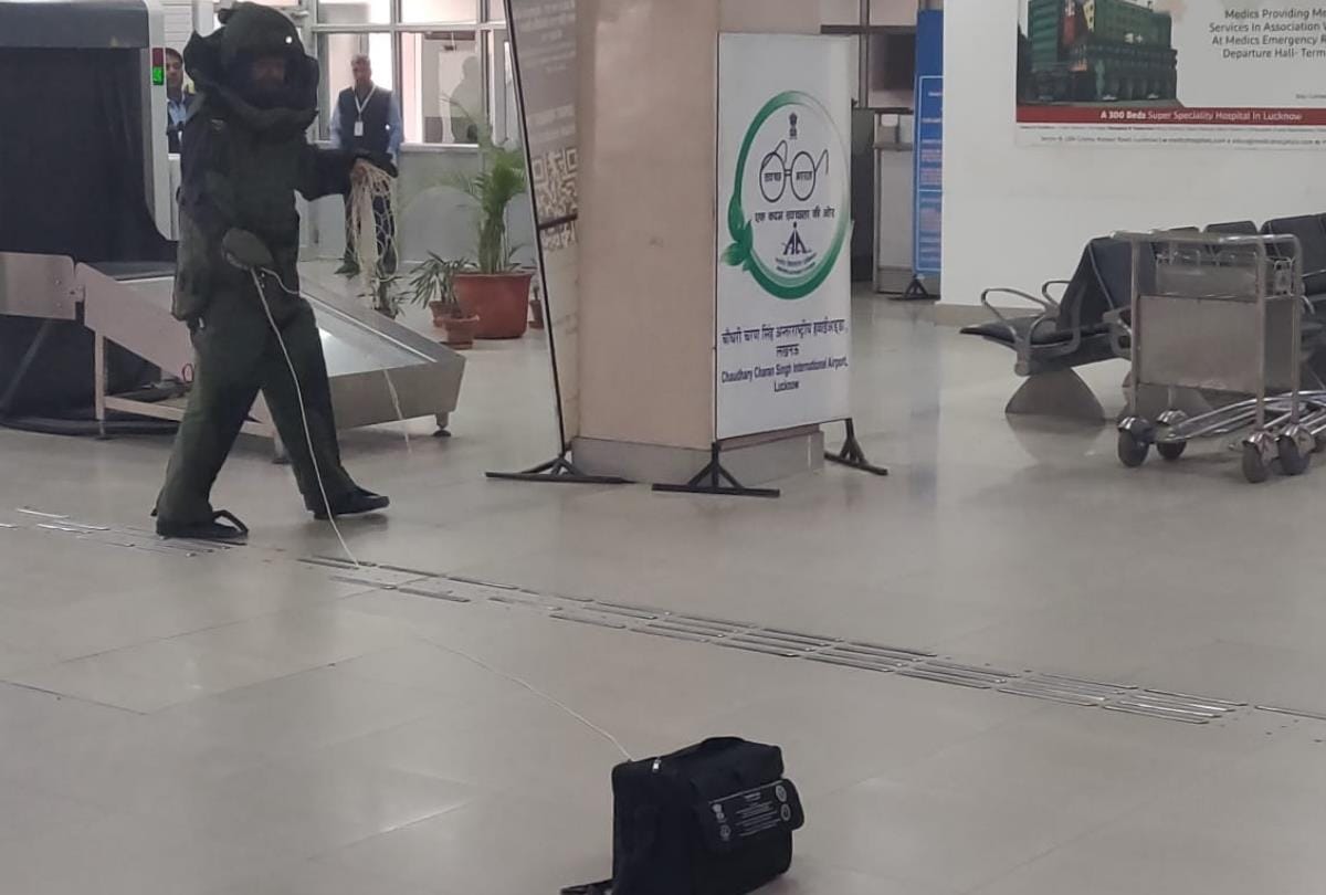 mock drill at amausi airport of lucknow