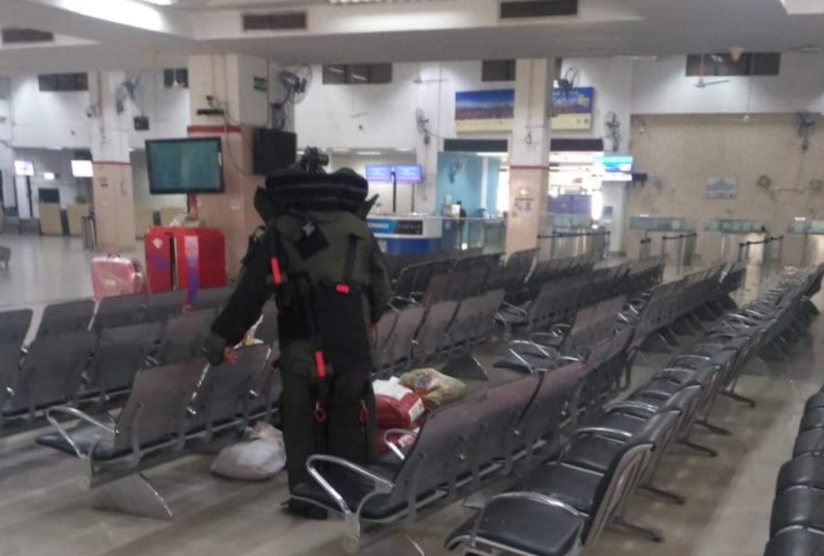 mock drill at amausi airport of lucknow