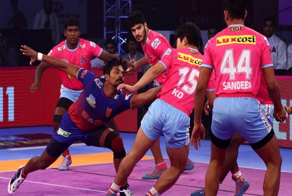 Jaipur Pink Panthers and dabang delhi match ends with draw in pro kabaddi 2018