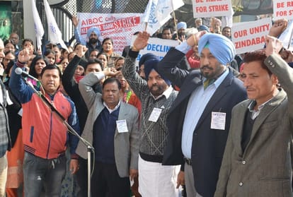 Bank employees on strike in Punjab