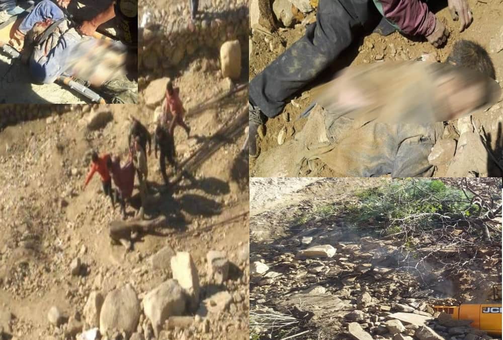 Scary photos of  Rock collapse on rudraprayag highway 7 labour Buried