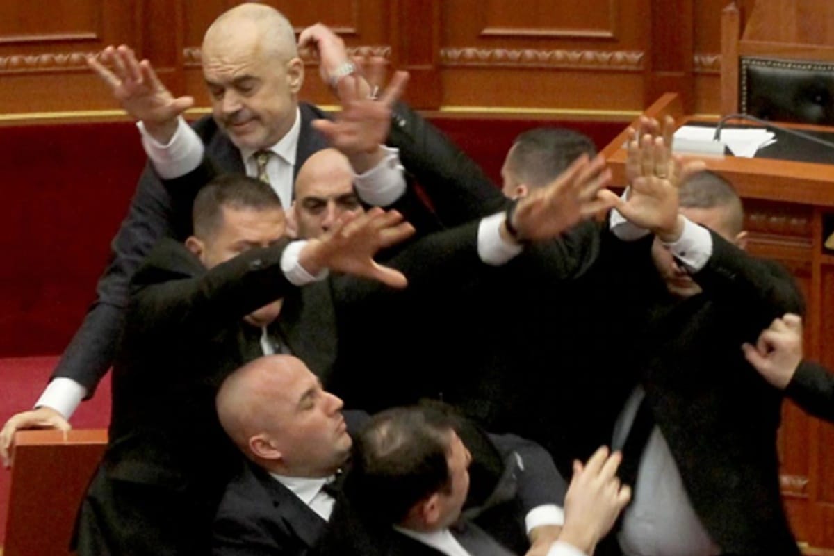 Albania: PM Edi rama was addressing from podium when an MP hurled egg on him