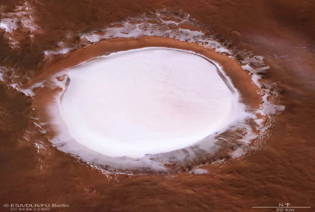 European Space Agency: a mega ice crater spotted on mars