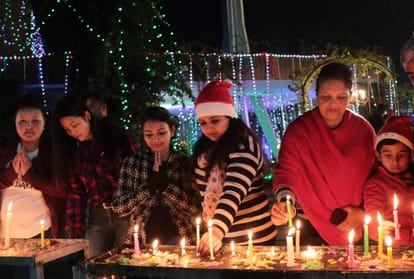 The church decorated  in chandigarh on Christmas