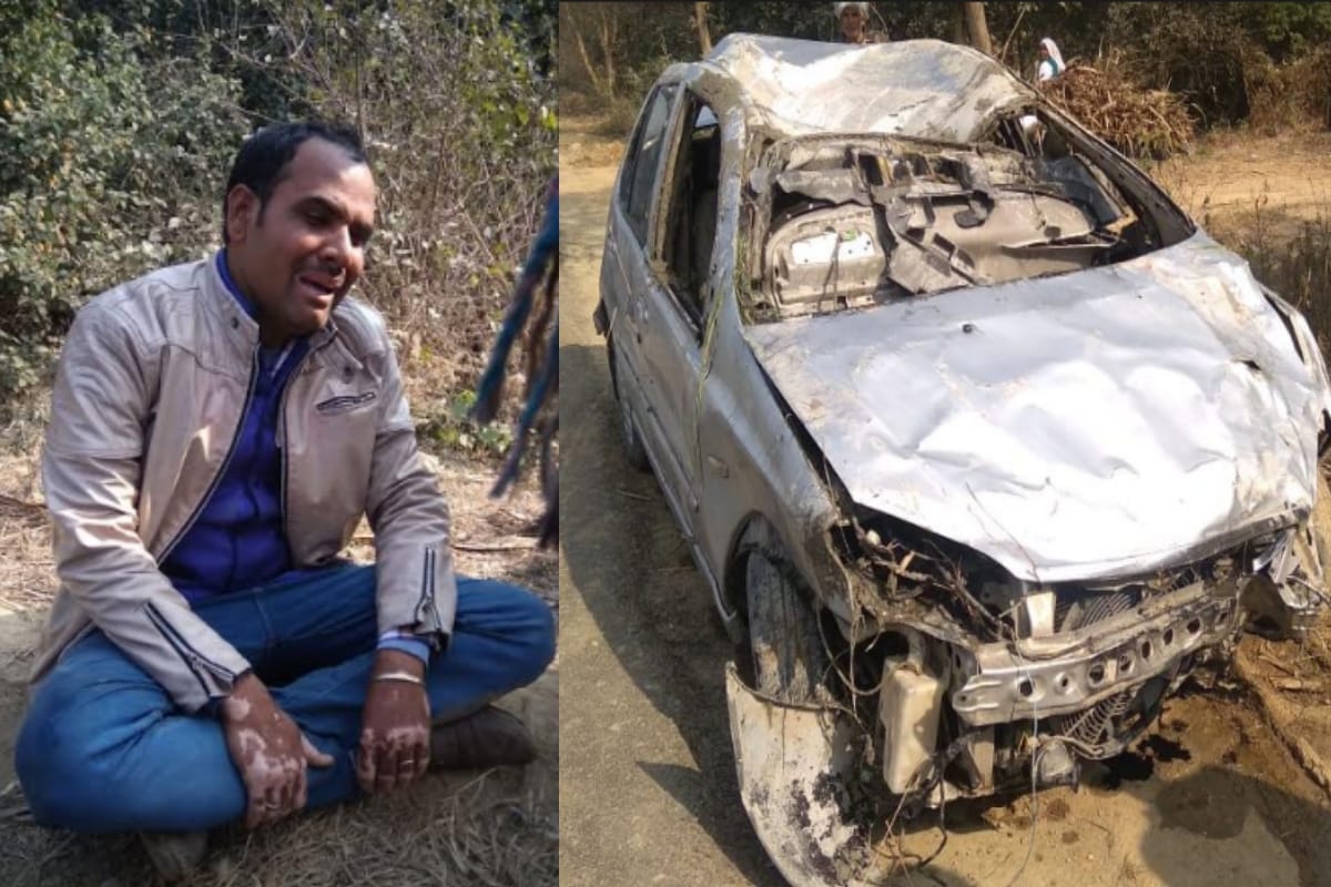 car sank in gang nahar in meerut four people include two kids drowned