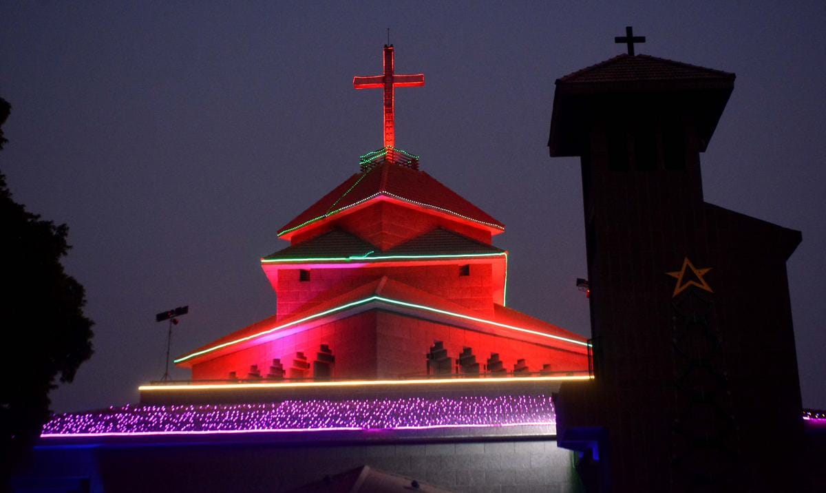 Christmas celebrated in church at varanasi