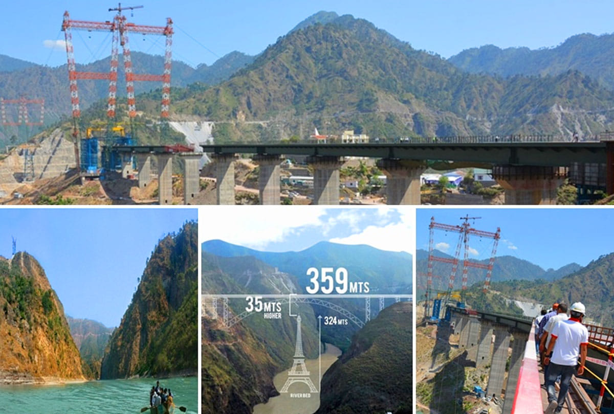 World s highest railway bridge over river Chenab in Reasi between Katra Banihal