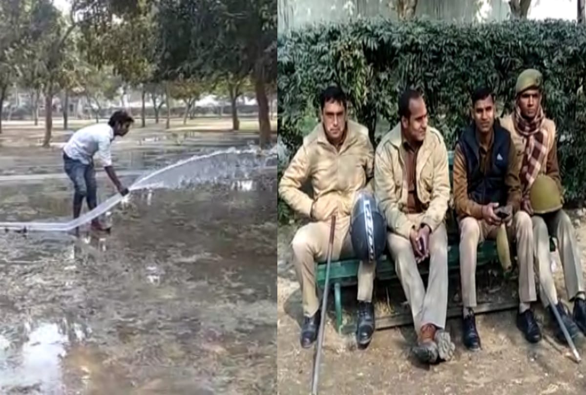 noida namaz row police force outside sector 58 park authority wets park so no namaz could happen