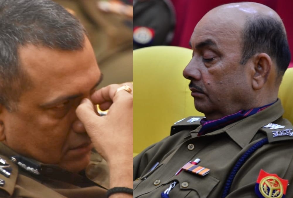 police officers were sleeping during chief minister yogi's speech.