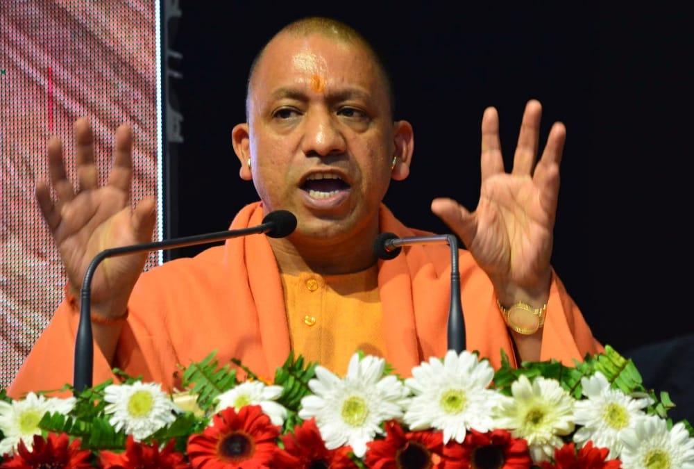 police officers were sleeping during chief minister yogi's speech.