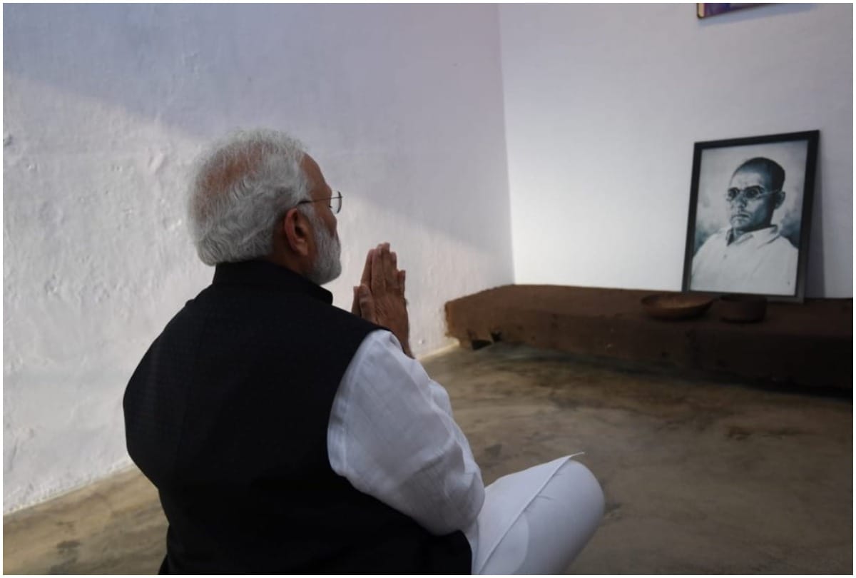 PM Narendra modi sat for minutes in front of savarkar cellular jail