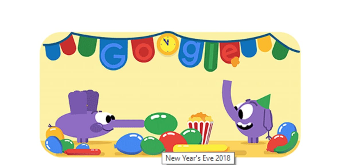 Happy NEW YEAR 2019 GOOGLE celebrates DOODLE new year eve 2018