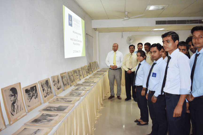 sanskriti university organized Picture exhibition of subhash chandra boss