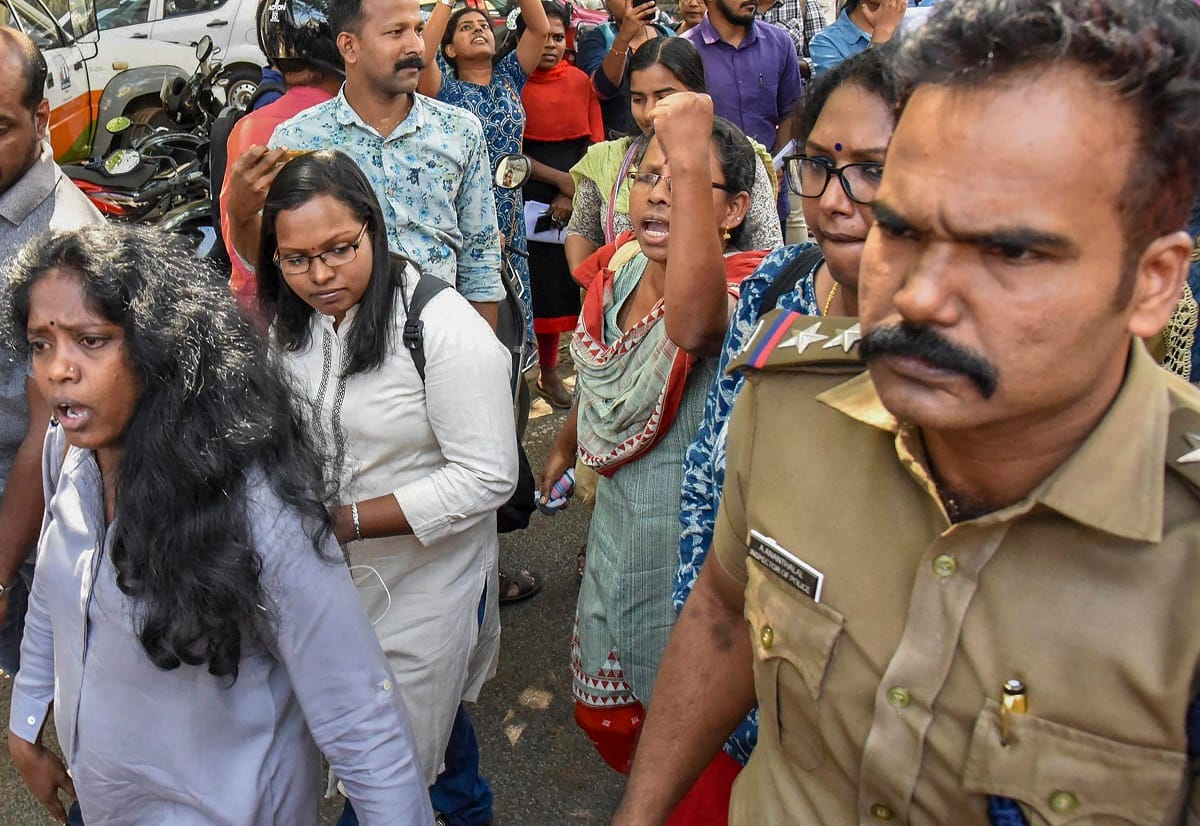 women devotees bindu kanakdurga offered prayers at kerala sabrimala temple