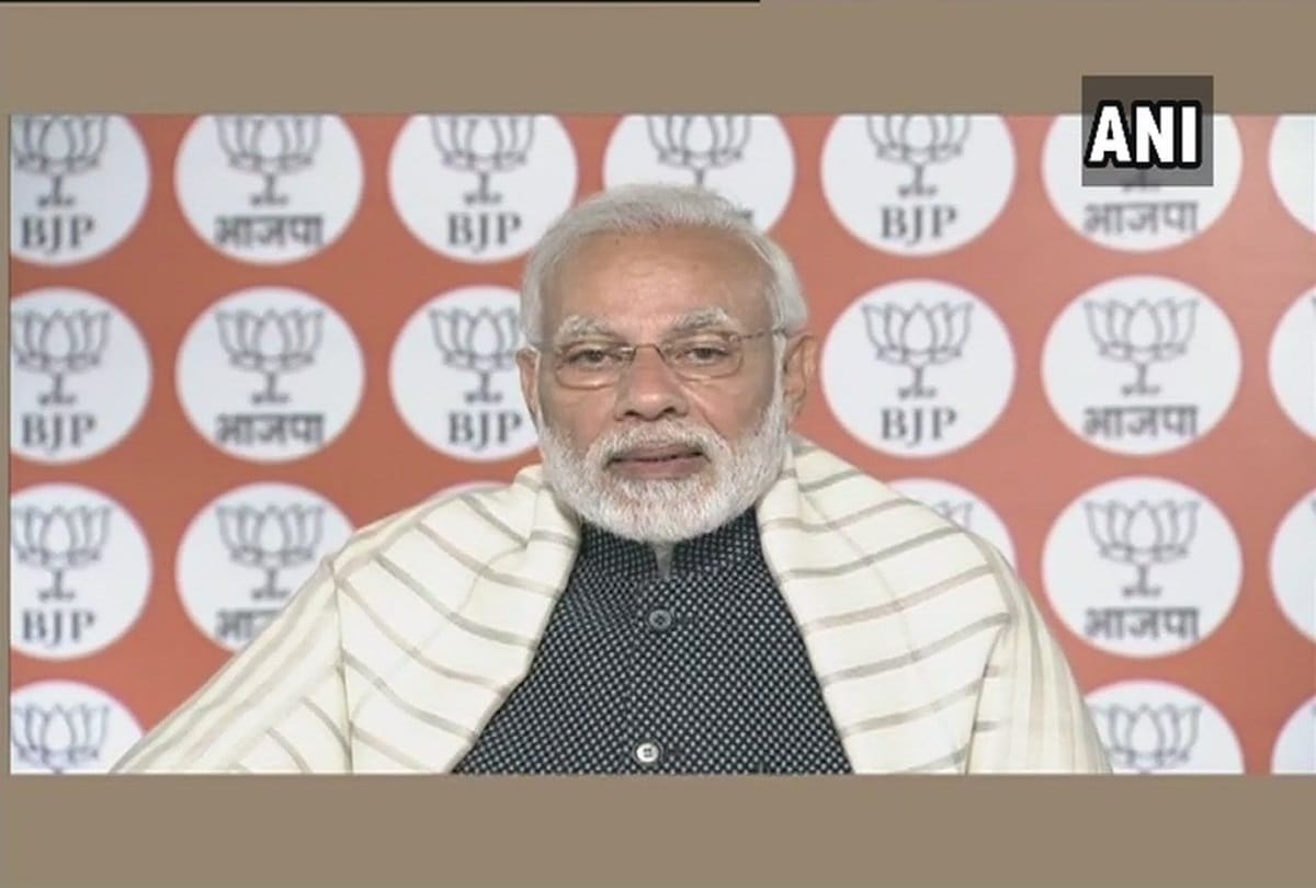 PM Modi in an interaction with Andhra Pradesh BJP booth workers via video conferencing