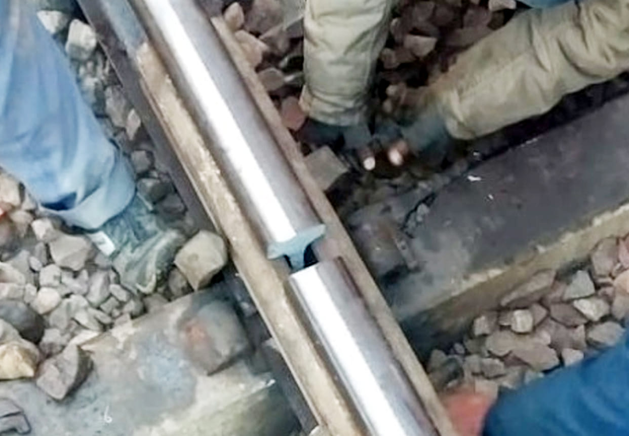 railway track damaged in auraiya achhalda